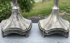 Pair of Antique – Vintage Art Nouveau Silver Tone Candlestick Holders Victorian