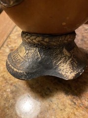 MUST SEE 6” Gourd Vase With Intense Carved Resin Base Horse Bull Cow Western