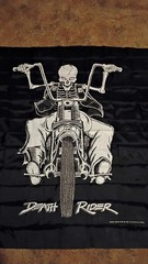 Large Vintage 80’s Death Rider Motorcycle Biker Flag Tapestry Wall Hanging