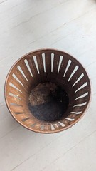 Vintage 1909 Erie Art Metal Co. Trash Waste Paper Basket Metal Slotted RARE