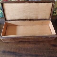 Antique early 20th century Edwardian leather bound silk lined hand painted box