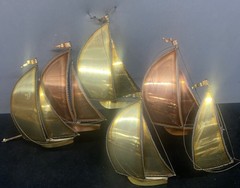 DeMott Brass Copper Sailboat Wall Hanging Metal Sculpture Signed Read Details