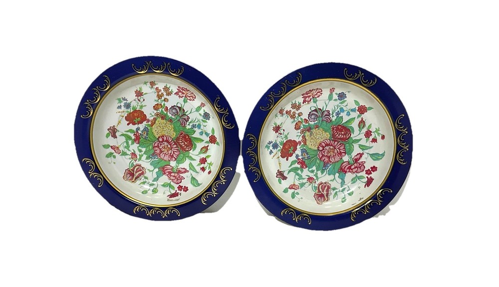 Pair of Antique Toleware Metal Bowls! Floral, Action Ind, Brazil