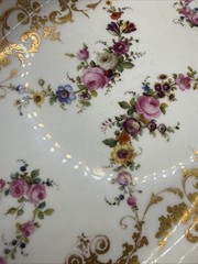 Antique 19th Century French Hand Painted Dresser Tray Gold Trim