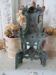 Old CAST IRON METAL Architectural FRENCH Standing Fragment Swags Flowers Green