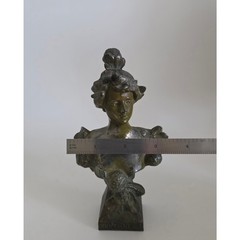 French Boule de Neige Lady Bust Spelter Art Nouveau Style Figurine