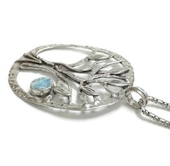 Roman Glass Pendent 925 Silver Tree Of Life Ancient Fragment Roman Glass 200 B.C