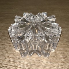 Vtg Mikasa Lead Crystal Trinket Box Jar With Lid Keepsake Snowflake Design