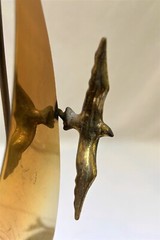 VTG Brass Sailboat Seagull Sculpture DeMott Signed Marble Quartz Base 13″