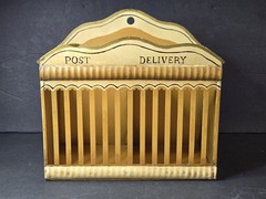 Vintage Tole Painted Metal Letter Holder English Toleware Golfar and Hughes