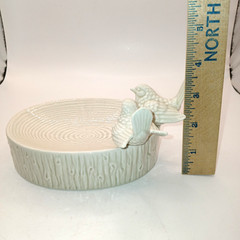 Vintage Fitz & Floyd Ceramic Love Birds Trinket Soap Dish Beige 1978 Japan
