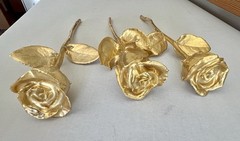 Three Steven Singer 24kt Gold Plated Rose Flowers NEW LOWER PRICE!