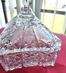 Vintage Large Lead Crystal Covered Nut/Candy Dish