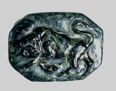 300 BC Authentic Ancient Roman hololith Ring Engraved Gemstone Bull MUSEUM GRADE