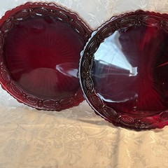 Vintage Avon Glass Dinner Plate Ruby Red 1876 Cape Cod 10.5″ Set Of 4