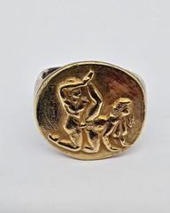 300 BC Ancient Roman Greek High Carat GOLD Silver Ring Erotic Motive Artifact