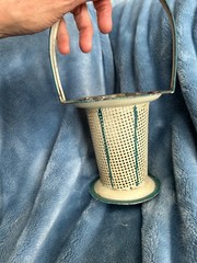 art deco orig paint toleware Tole Flower Basket with Handle 1930’s