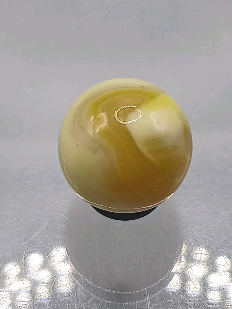.62″ Akro Yellow, White, Egg Yoke Wonky Corkscrew Marble- #CE147