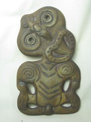 antique guardian effigy clay sculpture art bird human God deity