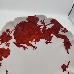 1975 Fitz and Floyd Porcelain Scalloped Temple Dragon Cookie Plate 8″ Vintage