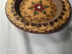 Vintage Wooden Pyrography Mandala Plate Hand Painted Decorative Wall Hanging Art