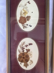 Pressed Real English Flowers Village Green Country Crafts Framed Art 12×6″ Sign