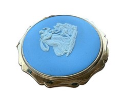 Vintage Stratton Wedgwood Jasperware Classical Design Compact Mirror English