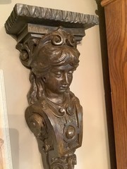 RARE Retro Burwood Products Brown Molded Plastic Caryatid Corbel Woman Bust