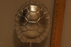 Contemporary Cast Aluminum Turtle Shell on Wood Stand