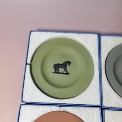 4x Wedgwood Jasperware Horses Small Plates Dishes Complete Set Boxed Exc Cond