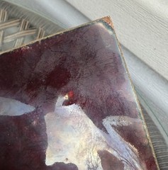 Mid-Century Modern Enamel on Copper Square Plate Trinket Dish Lobster Crawfish