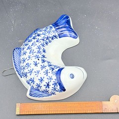 Blue & White Ceramic 6″ Fish Wall Hanging By Sigma The Tastesetter Vintage Decor