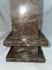 Vintage Modernist Carved Italian Brown Marble Obelisk Art Deco MCM 12.5”