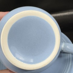 Fiestaware USA Pottery Periwinkle Blue Teacup And Saucer Set Stoneware Vintage