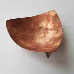 Copper art trinket coin dish tripod legs MCM retro modernist triangular vintage