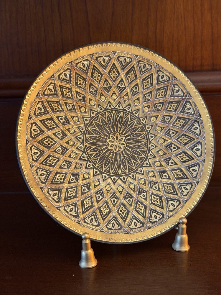 Masterwork Toledo Damascene 5.5″ Plate Luxury Multi-Tone Gold & Silver Inlay