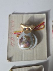 Vintage Limoges France Porcelain Mini Castanets Victorian Gold Trim 4 Total