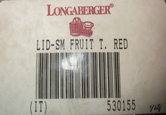 Longaberger Fabric Lid-Small Fruit Basket-Traditional Red-NEW!!!