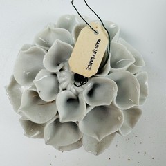 Chive France Collection Limoges Gray White Ceramic Flowers Set of 4 Vintage #4