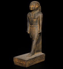Rare Ancient Egyptian Standing Noble Statue Black Basalt Style Ankh Hieroglyphs