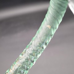 Rare Antique Whimsy Parade Cane Light Blue End Of Day Blown Twisted Glass Rod