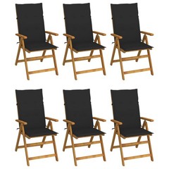 Outdoor Recliner Chairs 6 Pcs Patio Chair with Cushions Solid Wood Acacia vidaXL