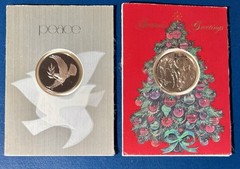 1975 Franklin Mint Bronze Christmas Coin Lot (2) “Peace” & “Season’s Greetings”