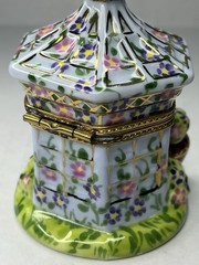 Vintage Atelier De Lemoges France Trinket Dish Bird House Hand Painted Porcelain