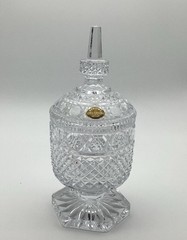 Clear Lead Crystal tall Candy Dish Bleikristall Elsterthal with lid. 10” tall.