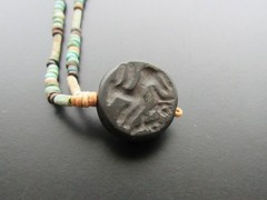 NILE Ancient Egyptian/ Near Eastern Seal Amulet Mummy Bead Necklace ca 600 BC