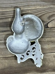 AS-IS Vtg HODA Wall Hanging Lamp Bellows Cast Aluminum Green Decor Hoda Lot 2