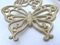 Vintage Butterflies Wall Decor Set of 3 Homco Made In USA 1978 Ivory White