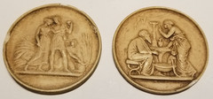 2 Vintage Italian Plaster Grand Tour Cameo Intaglios Bertel Autumn Winter Set