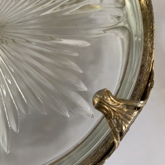 VTG Gold Ormolu Hollywood Regency Brass Beveled Glass Divided Trinket Jewel Box